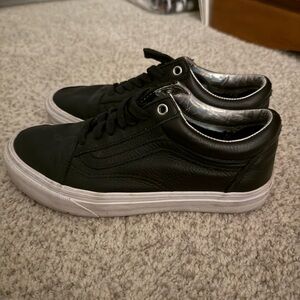 Black Leather Vans Sneakers